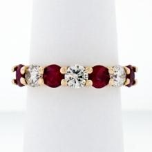 New 14K Rose Gold 4.25mm Shared Prong 2.29 ctw Big Round Diamond & Ruby Band Rin