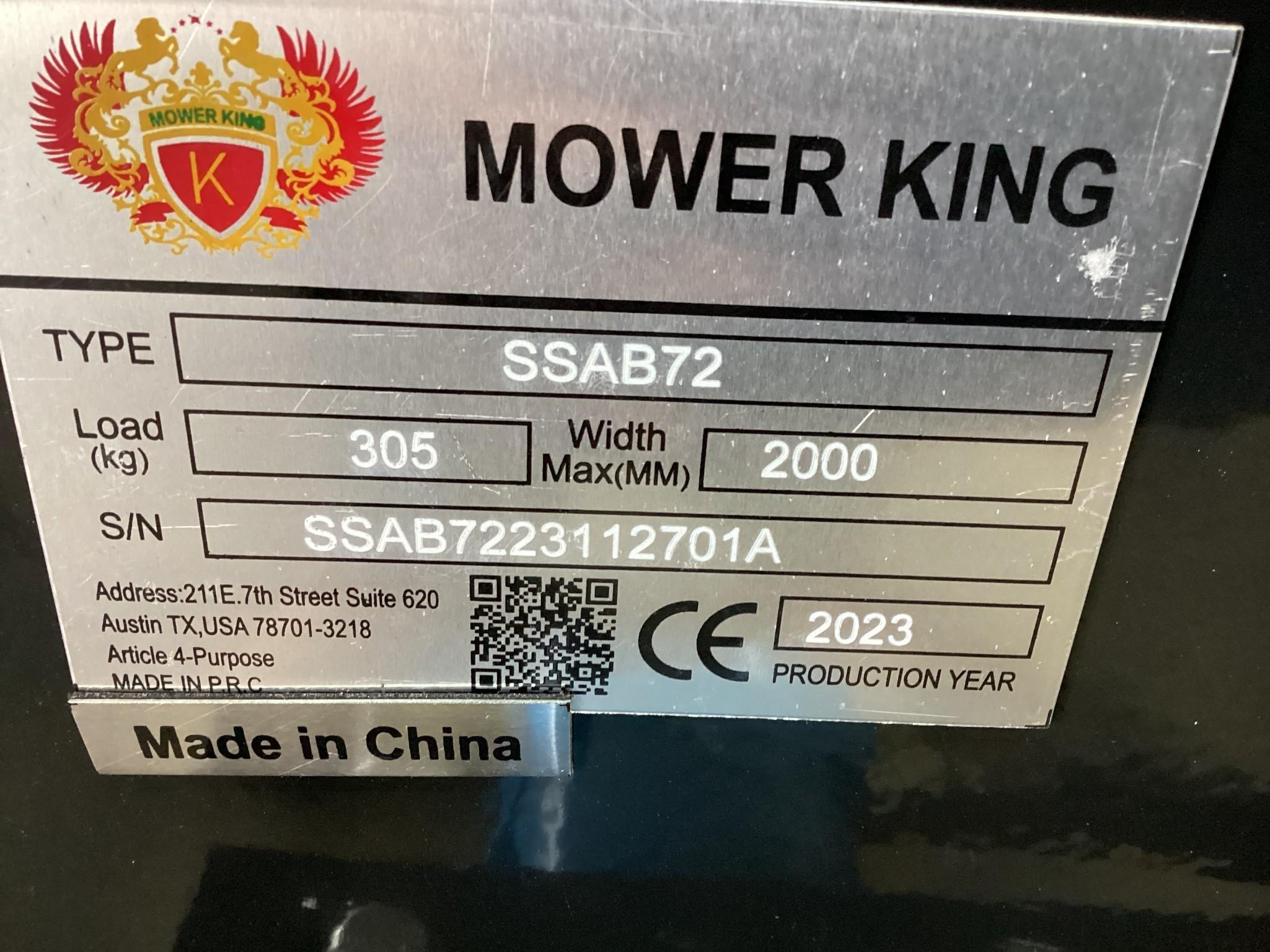 New Unused Mower King Model SSAB72 Hydraulic Rotary Angle Broom Skid Loader Attachment