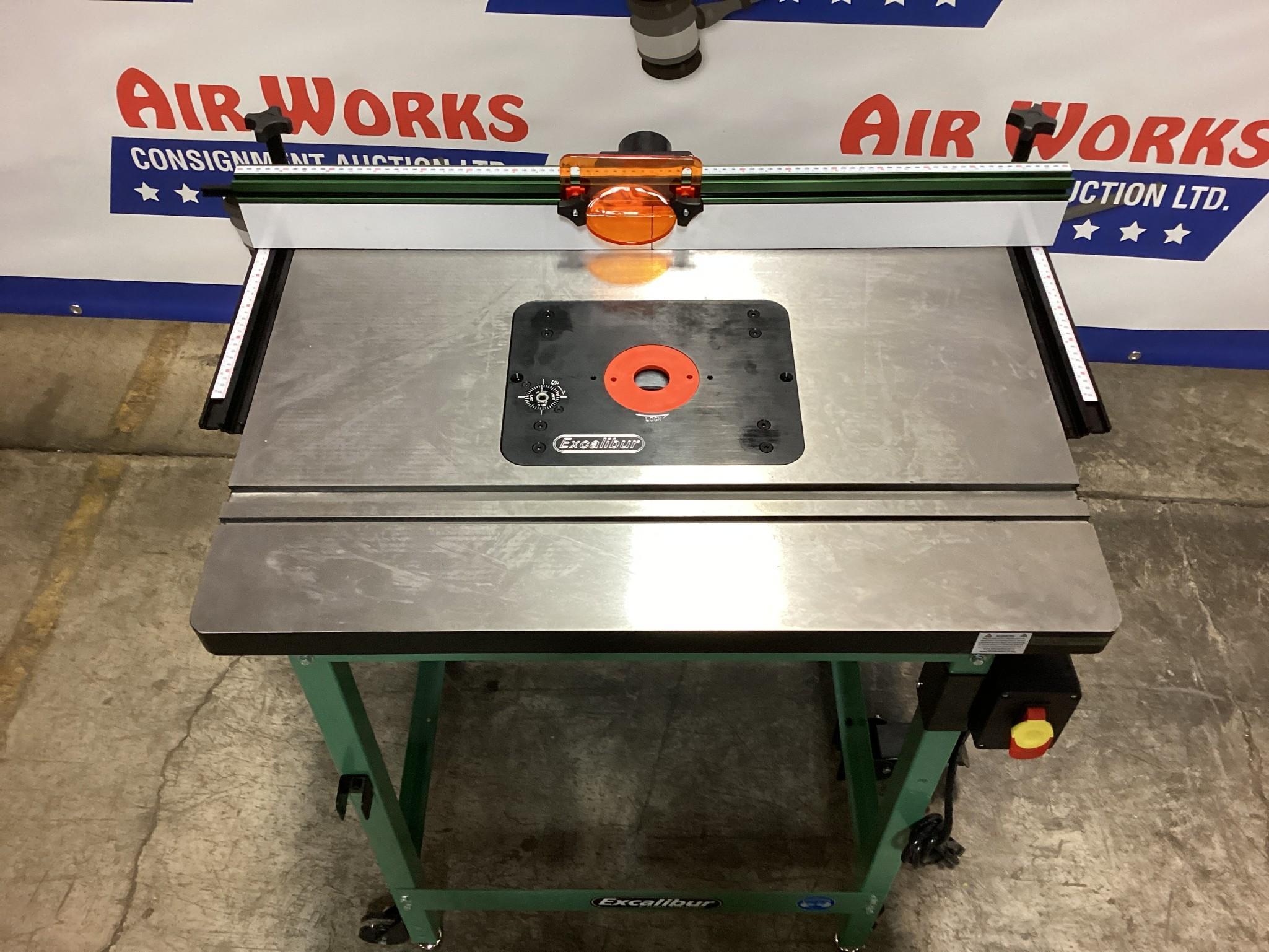 New Unused Excalibur Floor Model Router Table with Heavy-Duty Cast-Iron Top, Router Lift and Fence