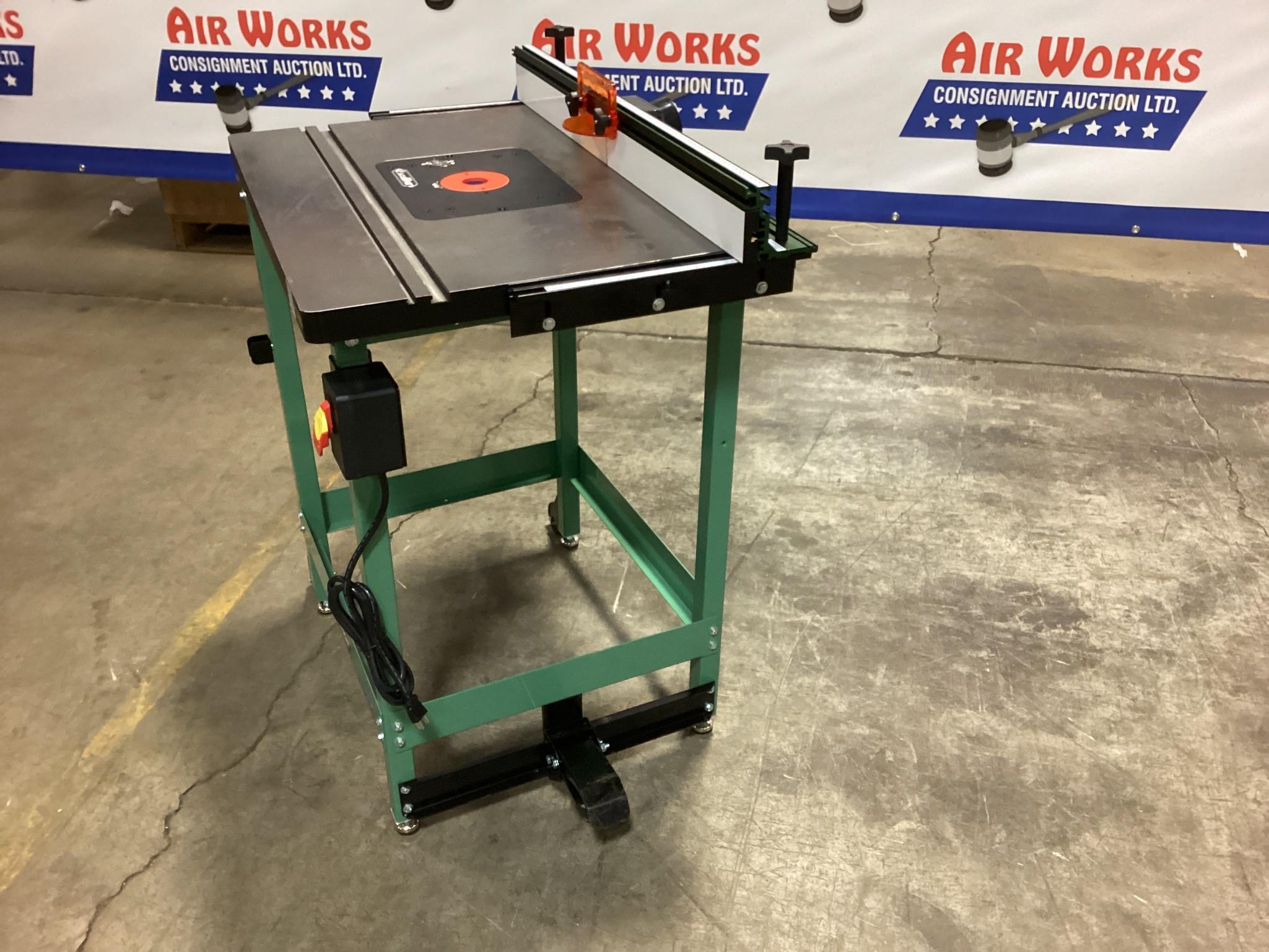 New Unused Excalibur Floor Model Router Table with Heavy-Duty Cast-Iron Top, Router Lift and Fence