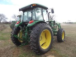 2016 JOHN DEERE 6115D FWA FARM TRACTOR, S/N DPF0061939, JD H310 FRONT END LOADER W/ FORKS, CAB, HOUR