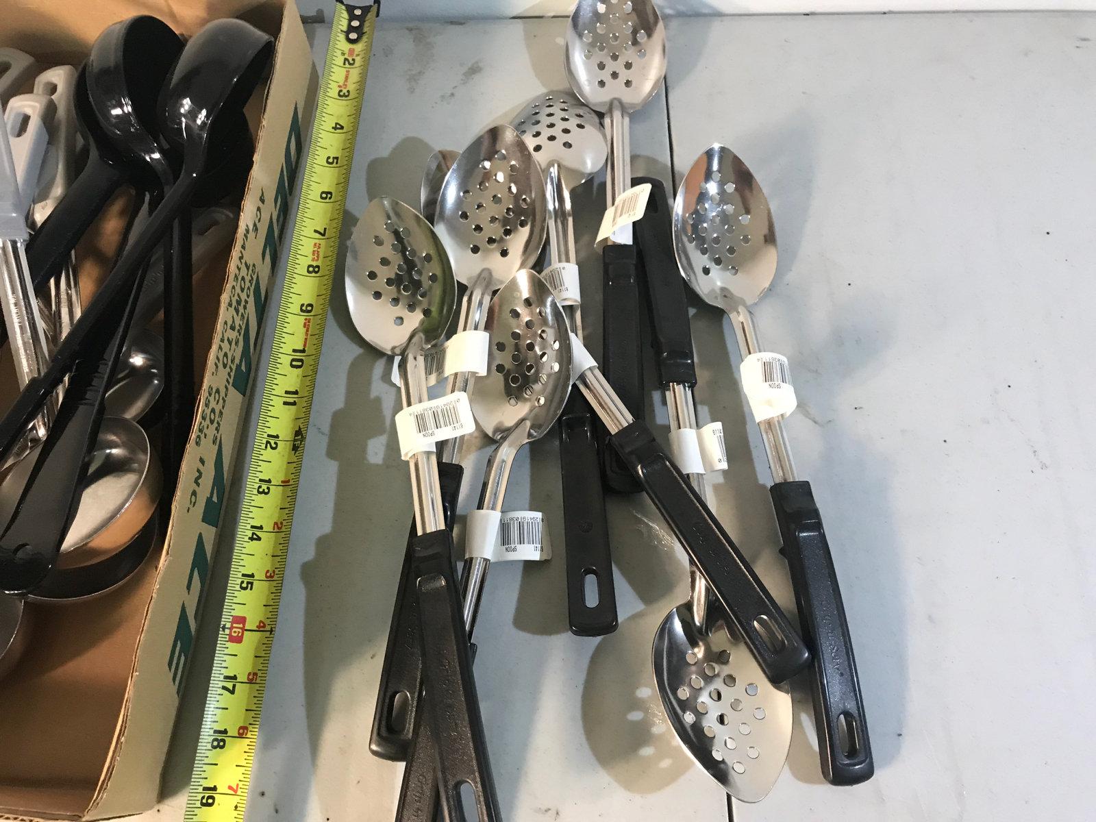 Large assortment of serving ladles, some new with tags