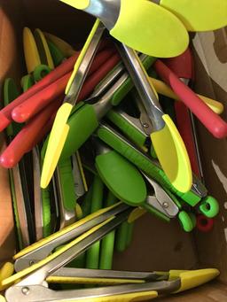 Box of assorted silicone tongs