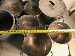 Assorted commercial grade stock pots and pans