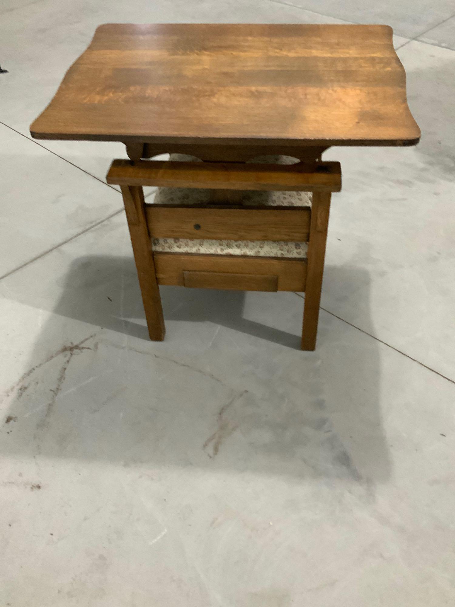 MISSION OAK TABLE CHAIR WITH DRAWER