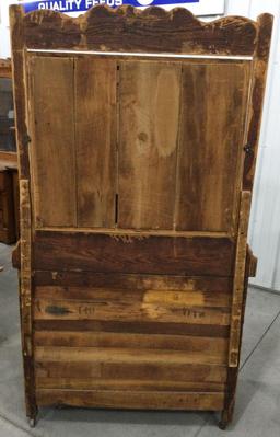 Antique three drawer dresser on casters with mirror