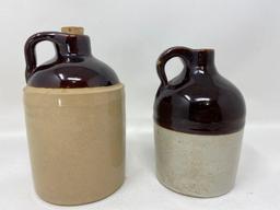 Two antique small crock jugs, The Slave House Lewis, Iowa (1)