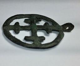 C. 8th-11th Century Medieval Europe Crusader Cross, Rare, W/ Olive Green Patina