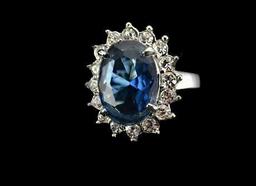 Princess Diana Style Blue Crystal Cruise Ring