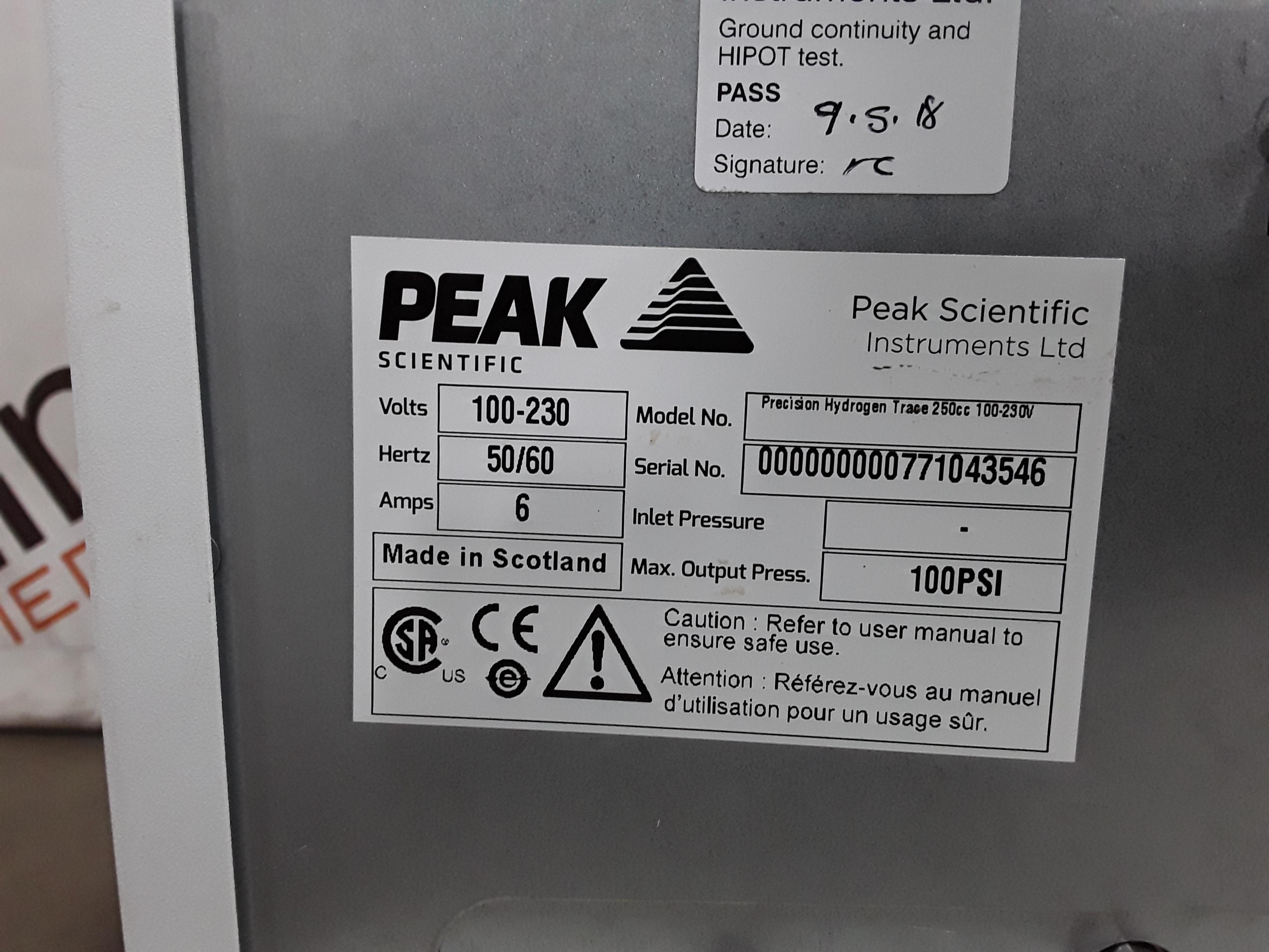 Peak Scientific Precision Hydrogen Trace 250cc Hydrogen Gas Generator - 370701