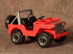 (6) plastic Red Jeeps