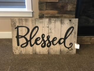 Blessed wood sign