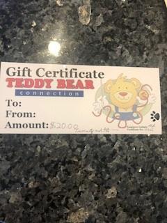 $20 Gift certificate to Teddy Bear Connection