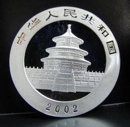 2002 CHINA PANDA 10 YUAN 1 OZ. FINE SILVER 999