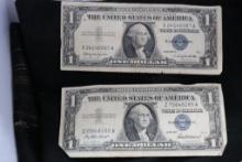 "2" 1957 and 1957 B One Dollar Silver Certificates