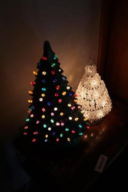 (1) Ceramic Christmas Tree and (1) Wire with Plastic Beads Christmas Tree