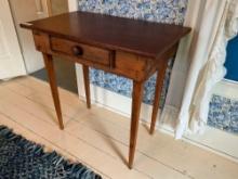 Primitive Pine Single Drawer Stand Table on Skinny Legs