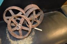 (4) 8.5 in. Dia. Antique Steel Wheel