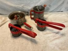 group of vintage kitchen utensils