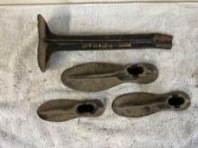 cast iron shoe form w/(3) Sears & Roebuck attachments