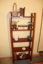 Wooden Shelf & Contents