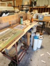 Shop Table, Stain Glass Items, scrap iron, rtc.