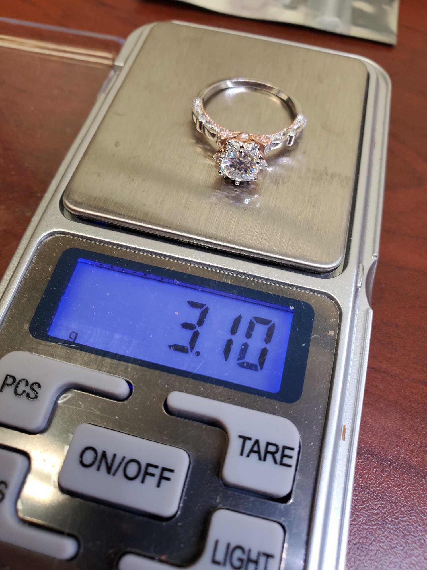 Silver And Moissanite Diamond Ring With GRA Report 3.10 Grams