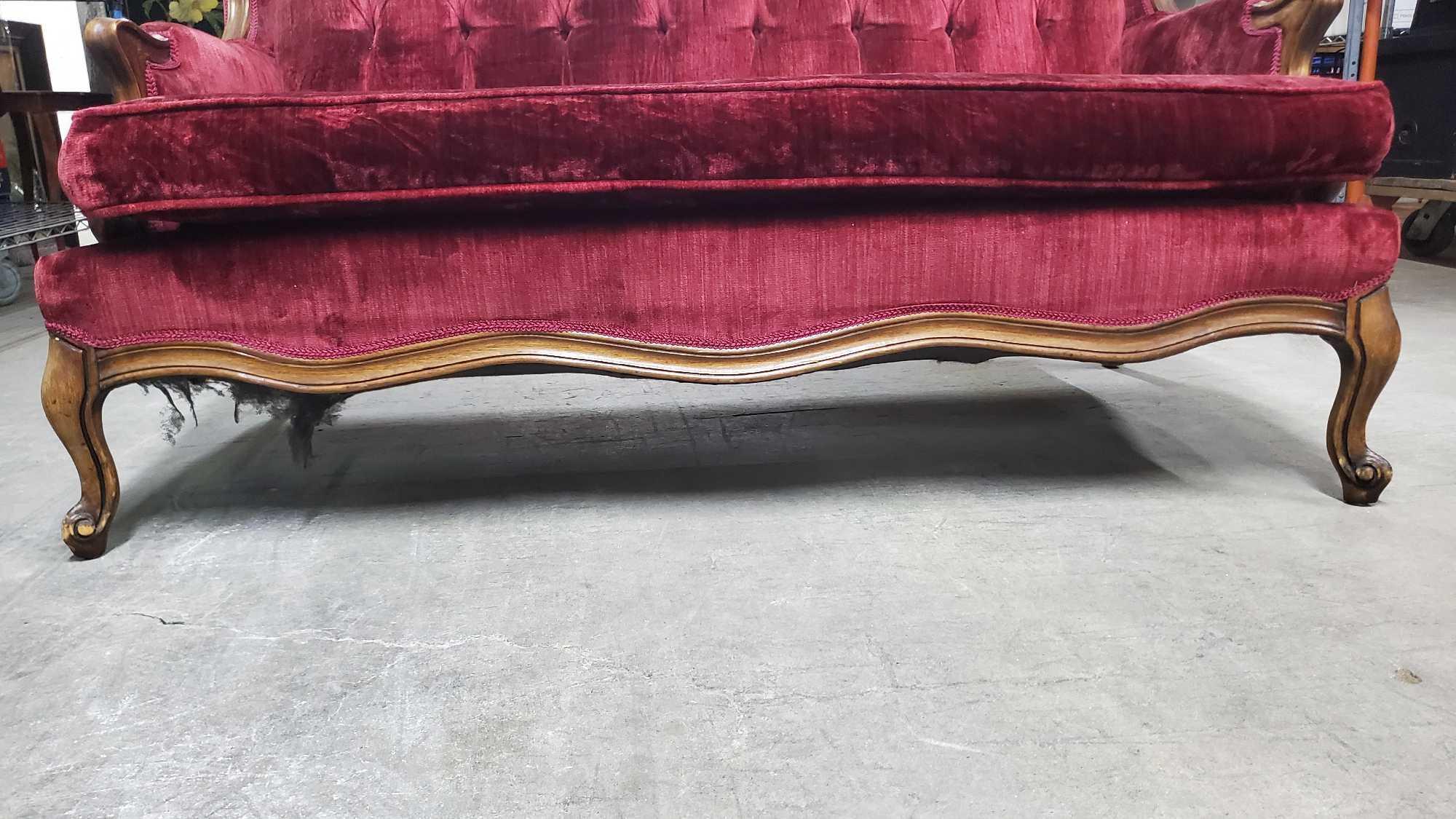 Red Velvet Victorian Sofa and matching love seat