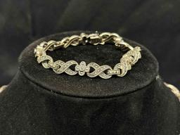 Vintage Sterling Silver Marcasite Necklace and Bracelet set