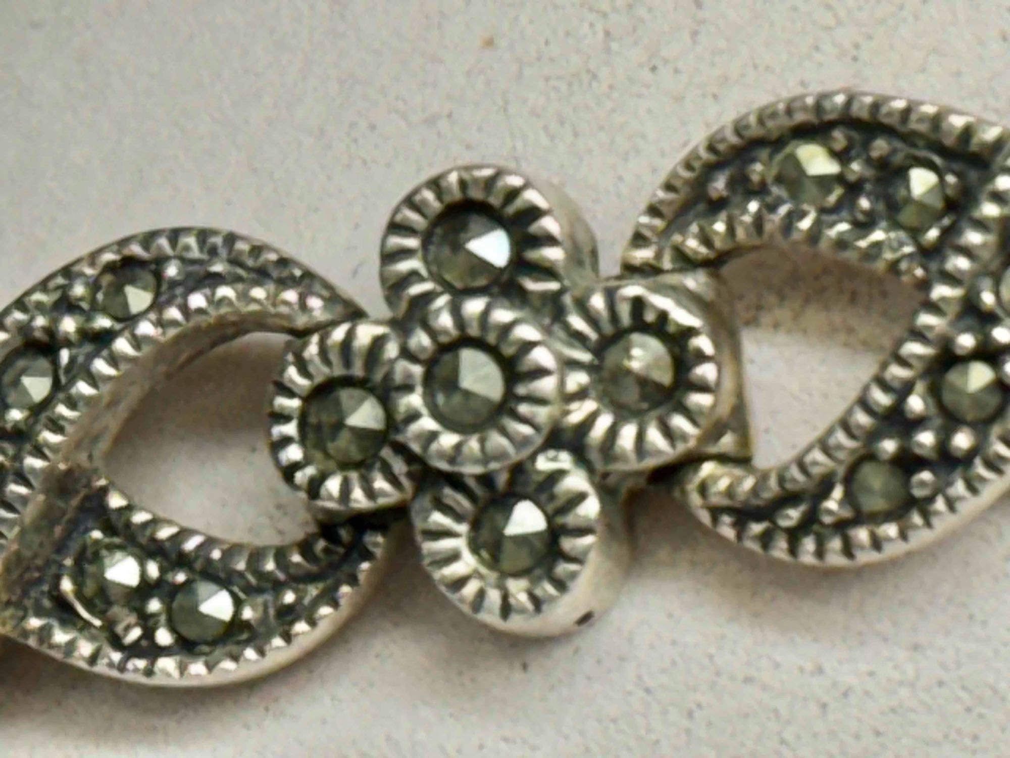 Vintage Sterling Silver Marcasite Necklace and Bracelet set