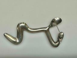 925 Mexico Sterling Silver Human Effigy Pin Brooch 9.6g total