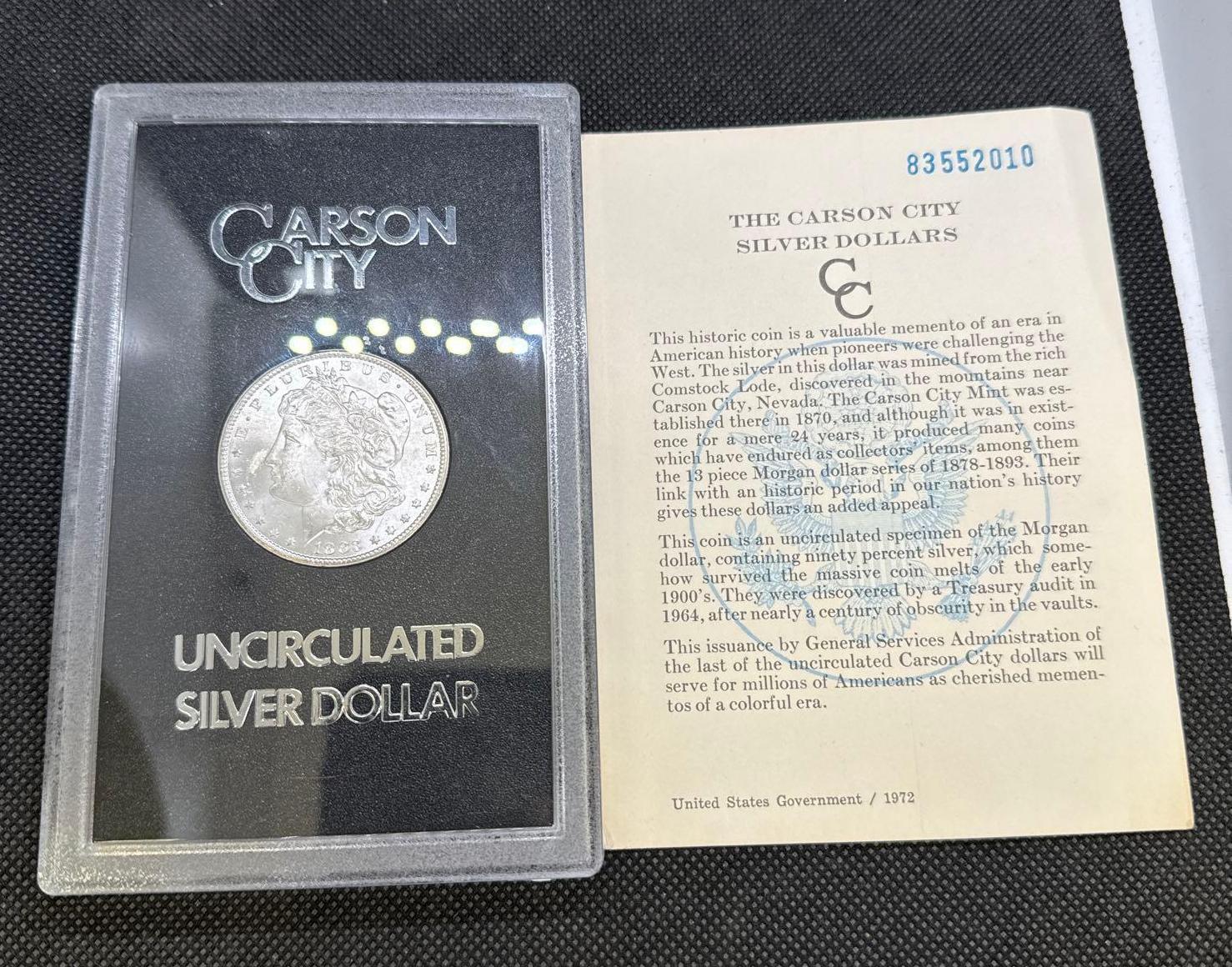 GSA 1883 Carson City Morgan Silver Dollar 90% Silver Coin