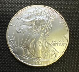 2001 American Eagle Walking Liberty 1 Troy Oz .999 Fine Silver Bullion Coin