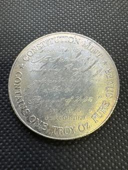 1973 Constitution Mint 1 Troy Oz .999 Fine Silver Bullion Coin