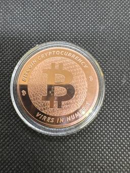 2x 1 Oz .999 Fine Copper Bitcoins Bullion Coins 2.15 Oz