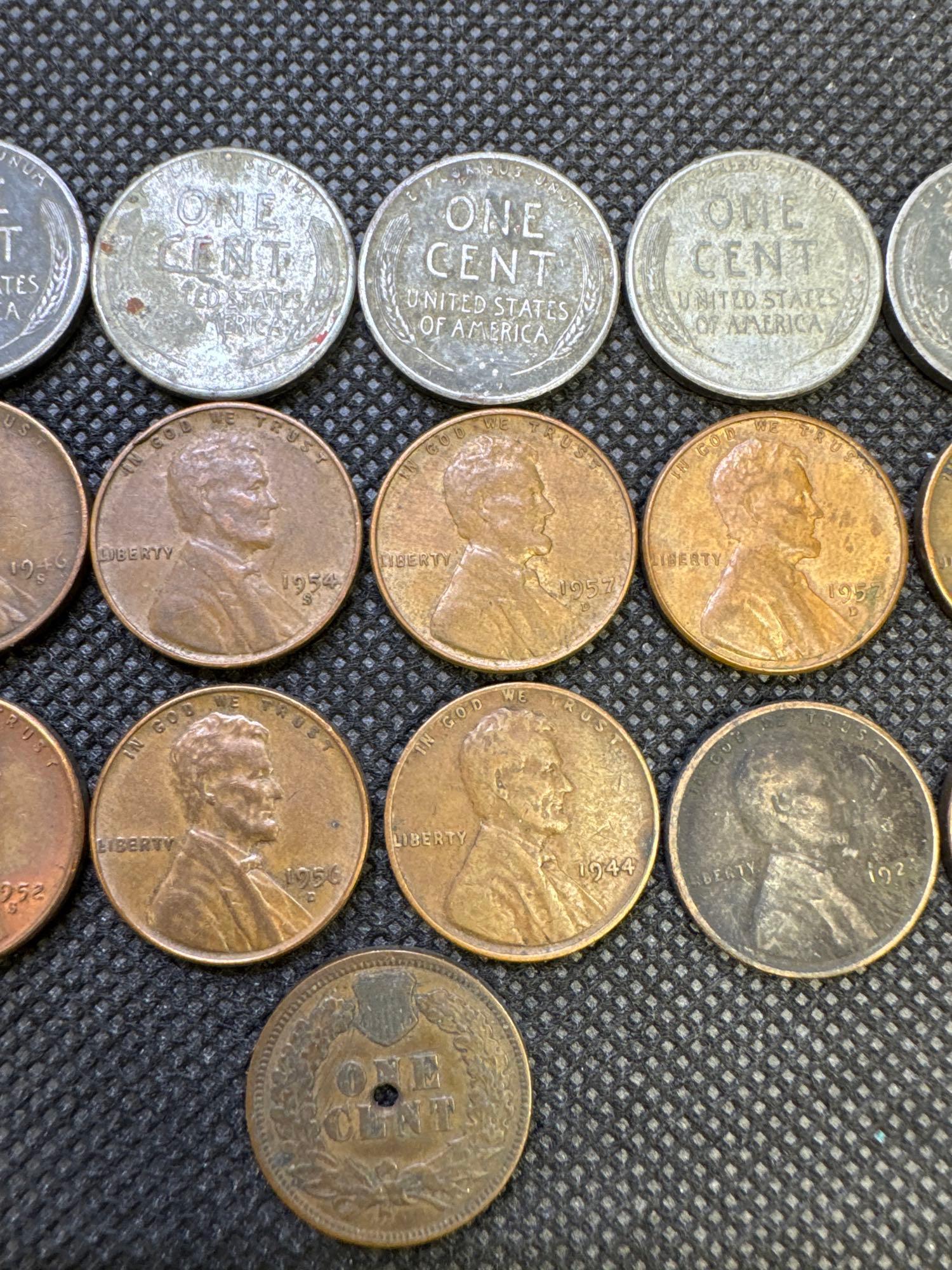 Steel Wheat And Indian Head Pennies
