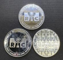 3x RMC 1 Troy Ounce .999 Fine Silver Bullion Coins 3.29Oz