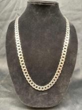 925 Silver Curb Link Necklace 92.67 Grams