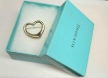 Tiffany & Co. Elsa Peretti 925 Sterling Silver Open Heart Brooch Spain 8.1g