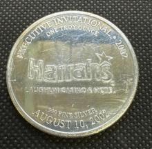 2002 Harrahs Casino 1 Troy Oz .999 Fine Silver Bullion Coin