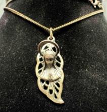 Italy Sterling Silver Virgin Mary Pendant Necklace