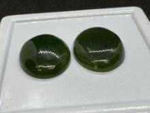 Pair of Green Jade Cabochon Gemstones 10.45ct