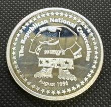 1996 San Diego Union Tribune 1 Troy Oz .999 Fine Silver Bullion Coin