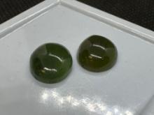 Pair Of Green Jade Cabochon Gemstones 4.55 CT