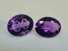 Pair of Oval Cut Amethyst Gemstones 5.8ct Total