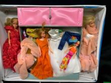 Vintage Barbie Dolls 3 1960s 1 1970 with Case and a large wardrobe of clothing mattel