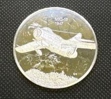 History Of Flight MiG-13 1947 Sterling Silver Coin 1.31 Oz