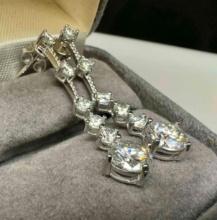 Pair of S925 Sterling Silver Moissanite Diamond Earrings 3.1g total