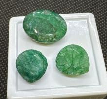 3x Green Emerald Gemstones 35.50 Ct