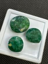 3x Green emerald Gemstones 31.55 Ct